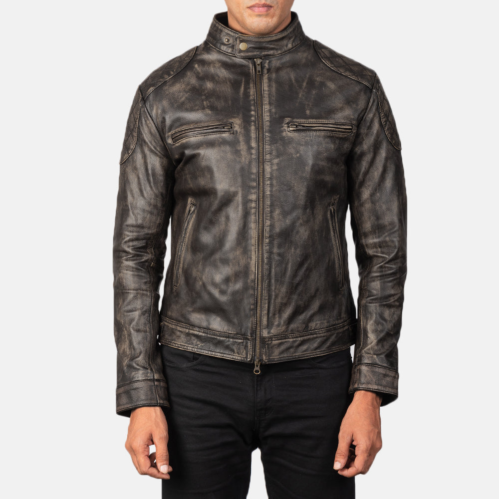 
Gatsby Quilted Distressed Brown Leather Jacket - Sideprofil med ergonomisk ærmesnit