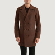 
Half Life Brun Læderfrakke til Mænd in Distressed Brown Cowhide Leather - Forfra med skræddersyet silhuet | Køb online