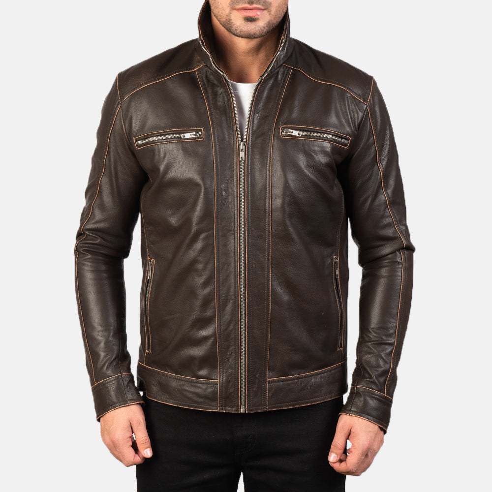 Hudson Læder Bikerjakke til Mænd – alternate product view 4