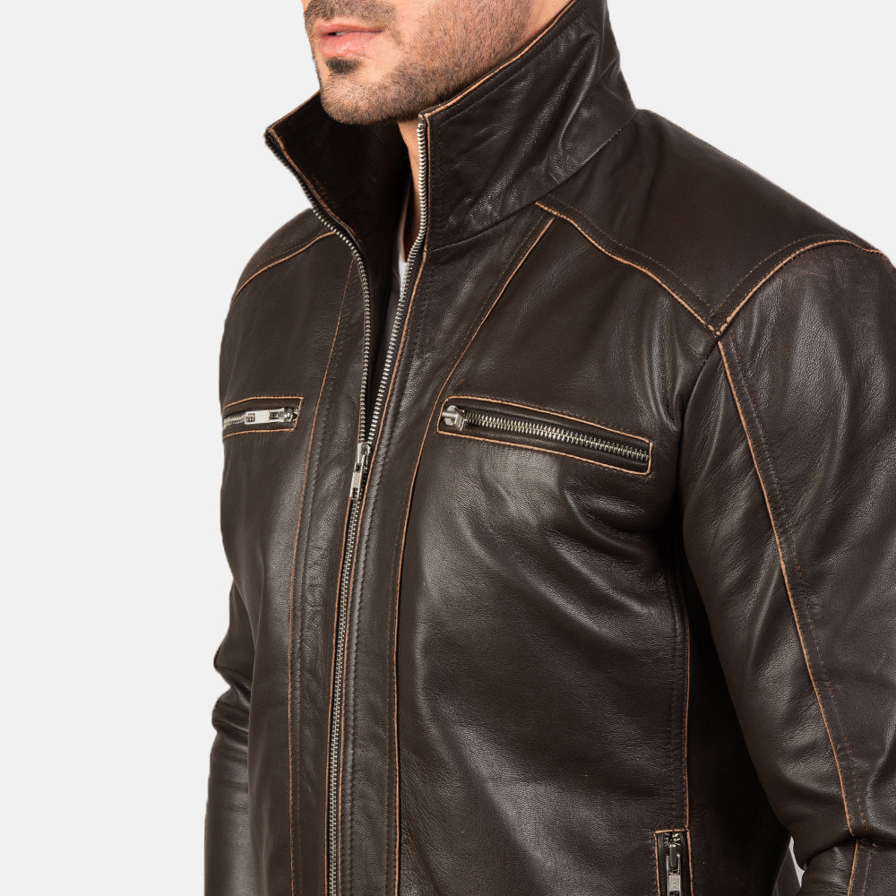 Hudson Læder Bikerjakke til Mænd – alternate product view 6
