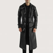 
Huntsman Sort Hooded Trenchcoat i Læder til Mænd in Black. Cowhide Leather - Forfra med skræddersyet silhuet | Køb online