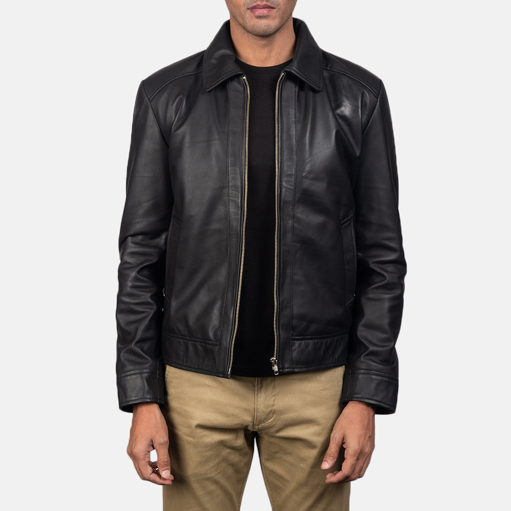 Men's Inferno Brun Læderjakke til Mænd in Distressed Brown Sheep Skin Burnishing - Front Profile View &amp; Tailored Silhouette | Buy Online