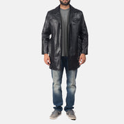 Men's Jordan Sort Leather Coat til Mænd - Lateral Side Profile View Showing Sleeve Cut &amp; Athletic Taper Fit