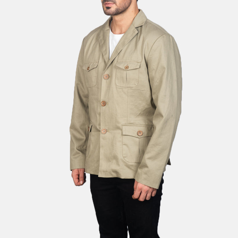 Kajetan Beige Safari Læderjakke til Mænd