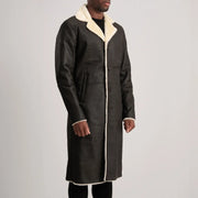 Brown Sheepskin Snuffed Aviator Jacket - Back View Showing Tailored Shoulder Fit &amp; Clean Hemline