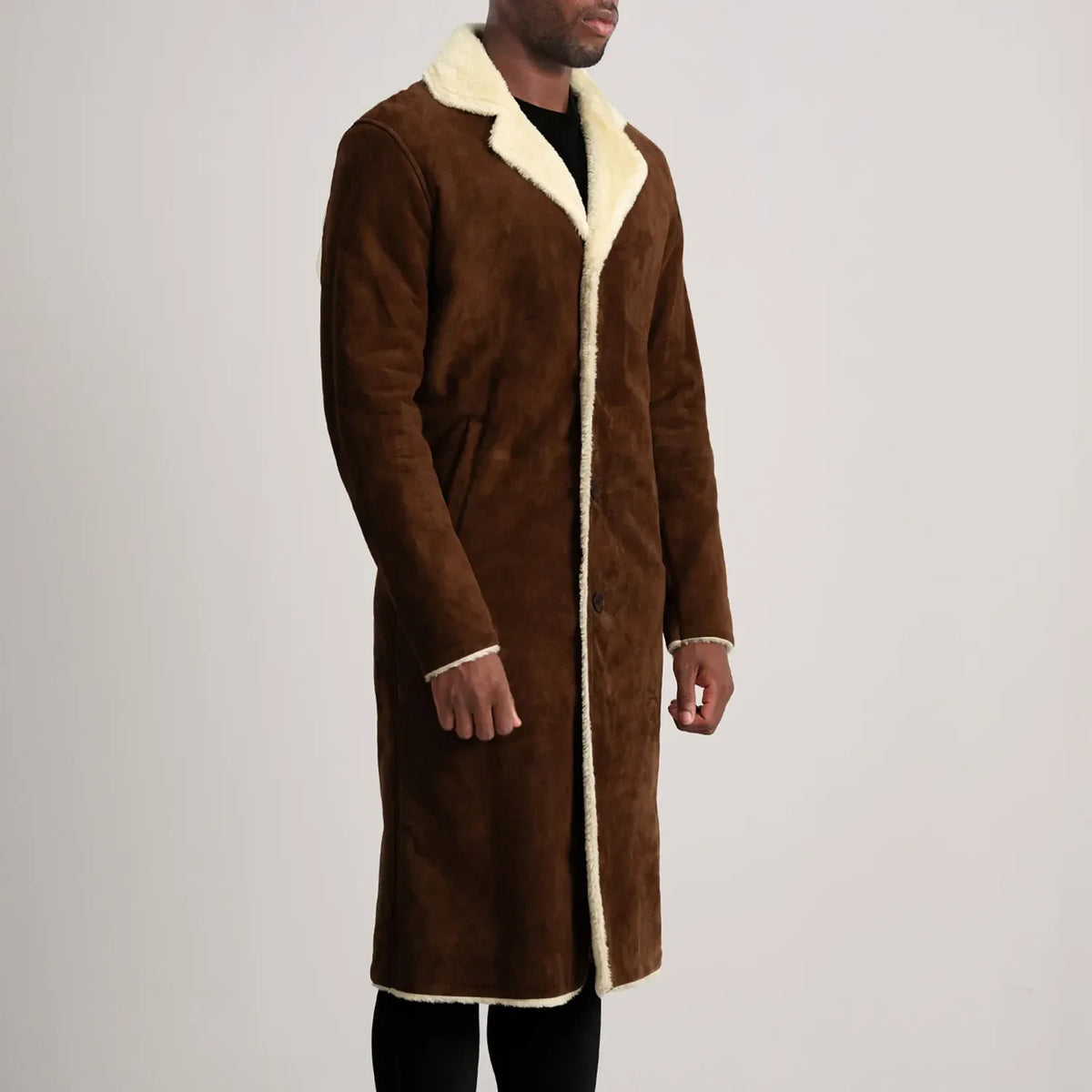
Brown Goatskin Suede Aviator Jacket - Bagfra med tilpassede skuldre og ren kant
