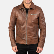 Lavendard Læder Bikerjakke til Mænd – alternate product view 3