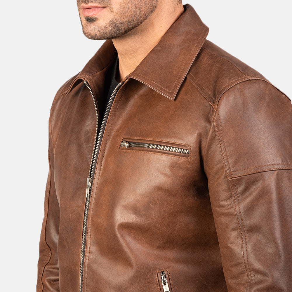 Lavendard Læder Bikerjakke til Mænd – alternate product view 5