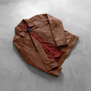 Lavendard Læder Bikerjakke til Mænd – alternate product view 8