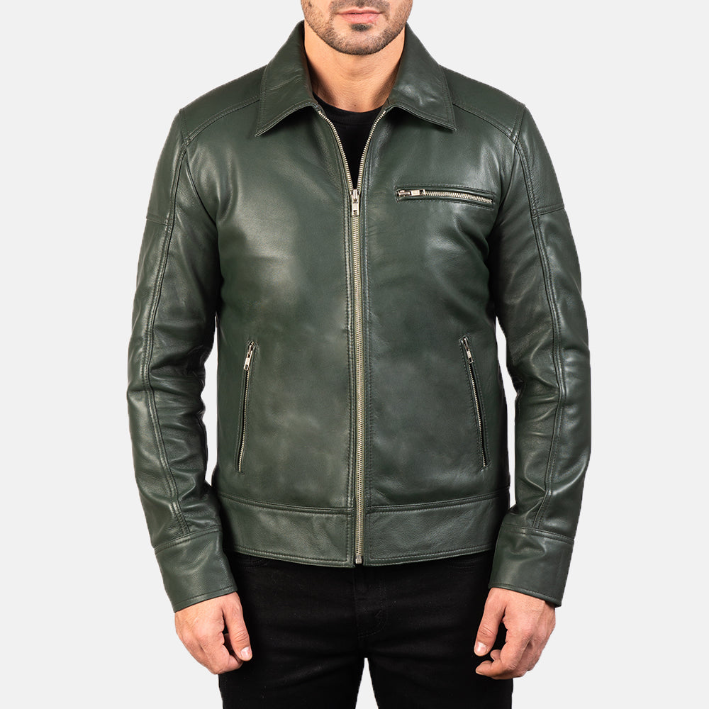 Lavendard Læder Bikerjakke til Mænd – alternate product view 3