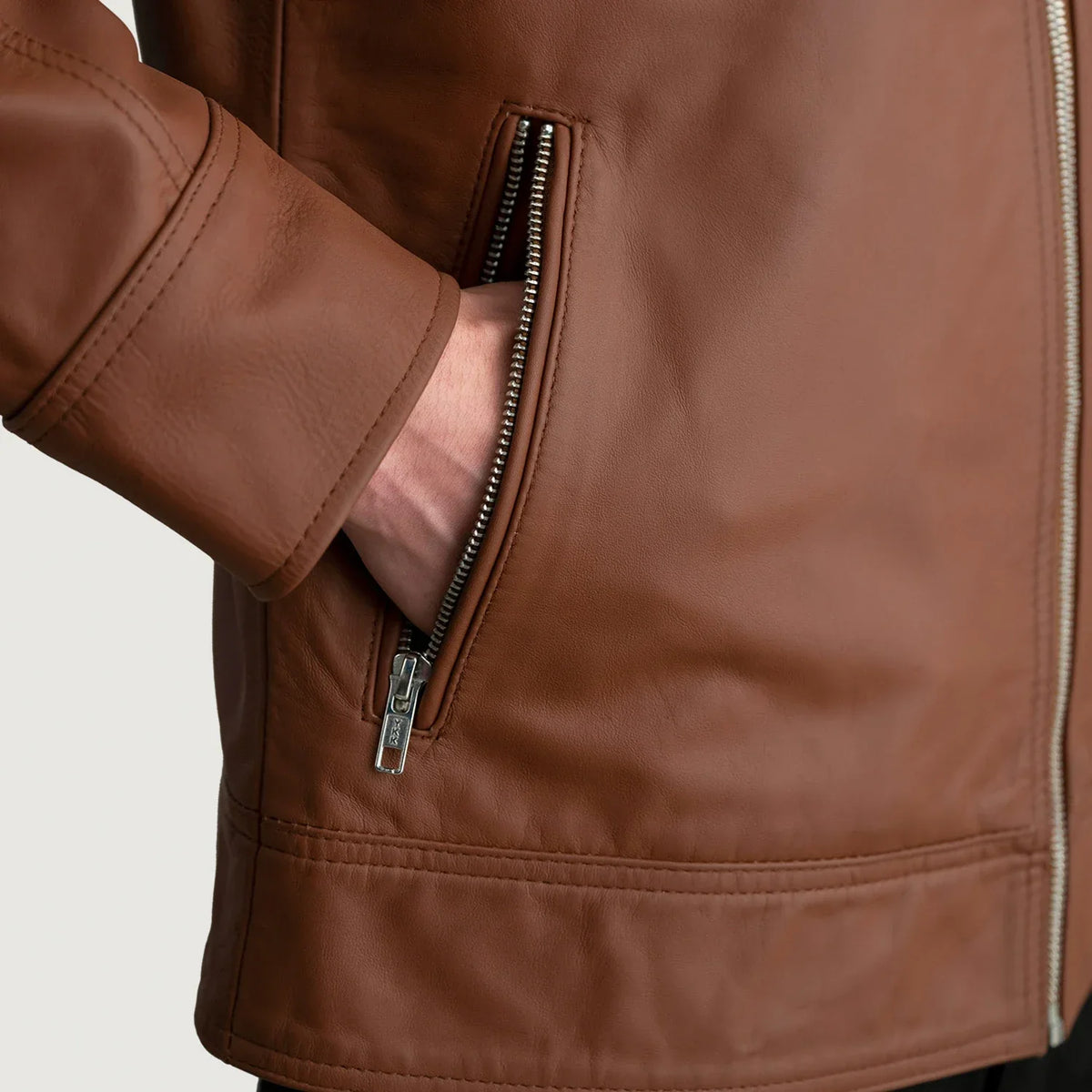 Lavendard Læder Bikerjakke til Mænd – alternate product view 5