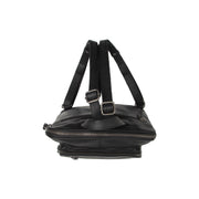Floran Full-Grain Leather Backpack til Kvinder - Structured Side Profile Showing Gusset Depth &amp; Expansion Capacity