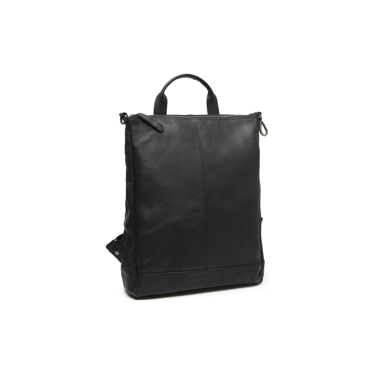 Manchester Full-Grain Leather Backpack til Kvinder - Structured Side Profile Showing Gusset Depth &amp; Expansion Capacity