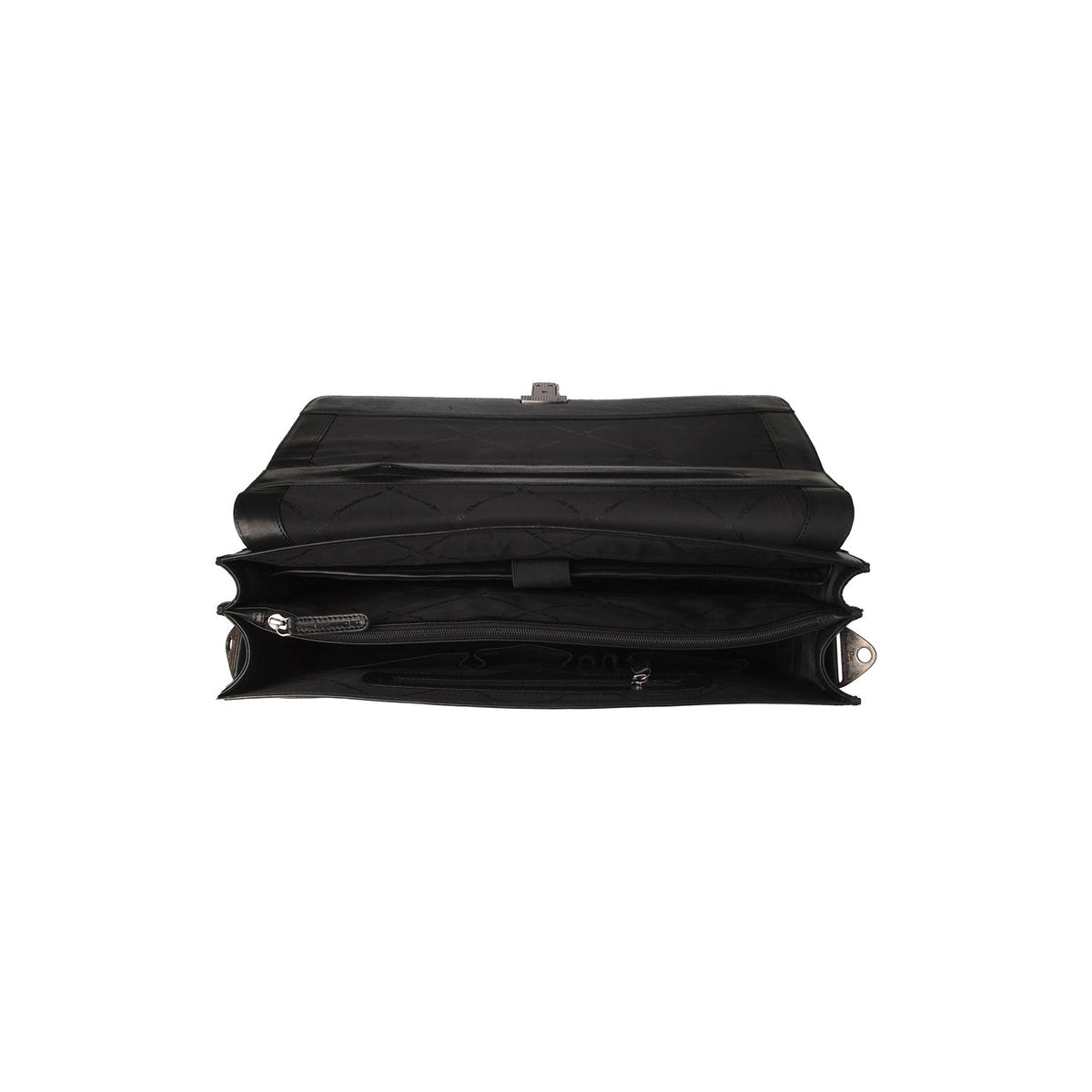 Solid Antique Brass Hardware &amp; Heavy-Duty Dual Zipper Detail on Salvatore Full-Grain Leather Briefcase til Mænd
