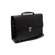 Salvatore Full-Grain Leather Briefcase til Mænd in Classic 100% Full-Grain Leather - Full Exterior Front Profile View | Buy Online
