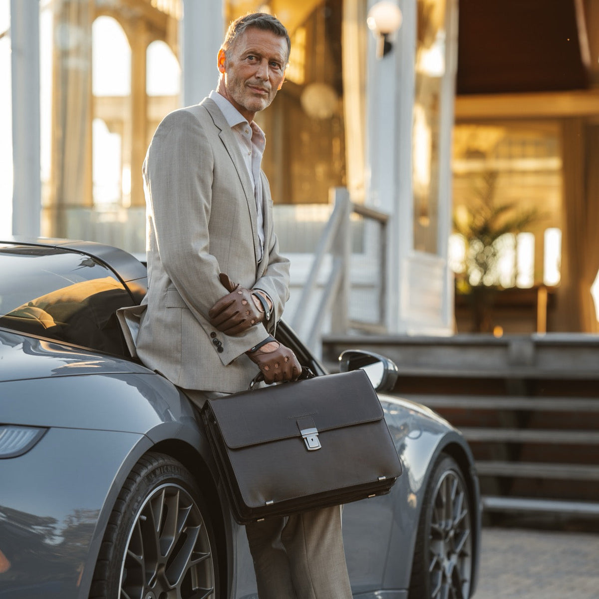 Salvatore Full-Grain Leather Briefcase til Mænd – alternate product view 3