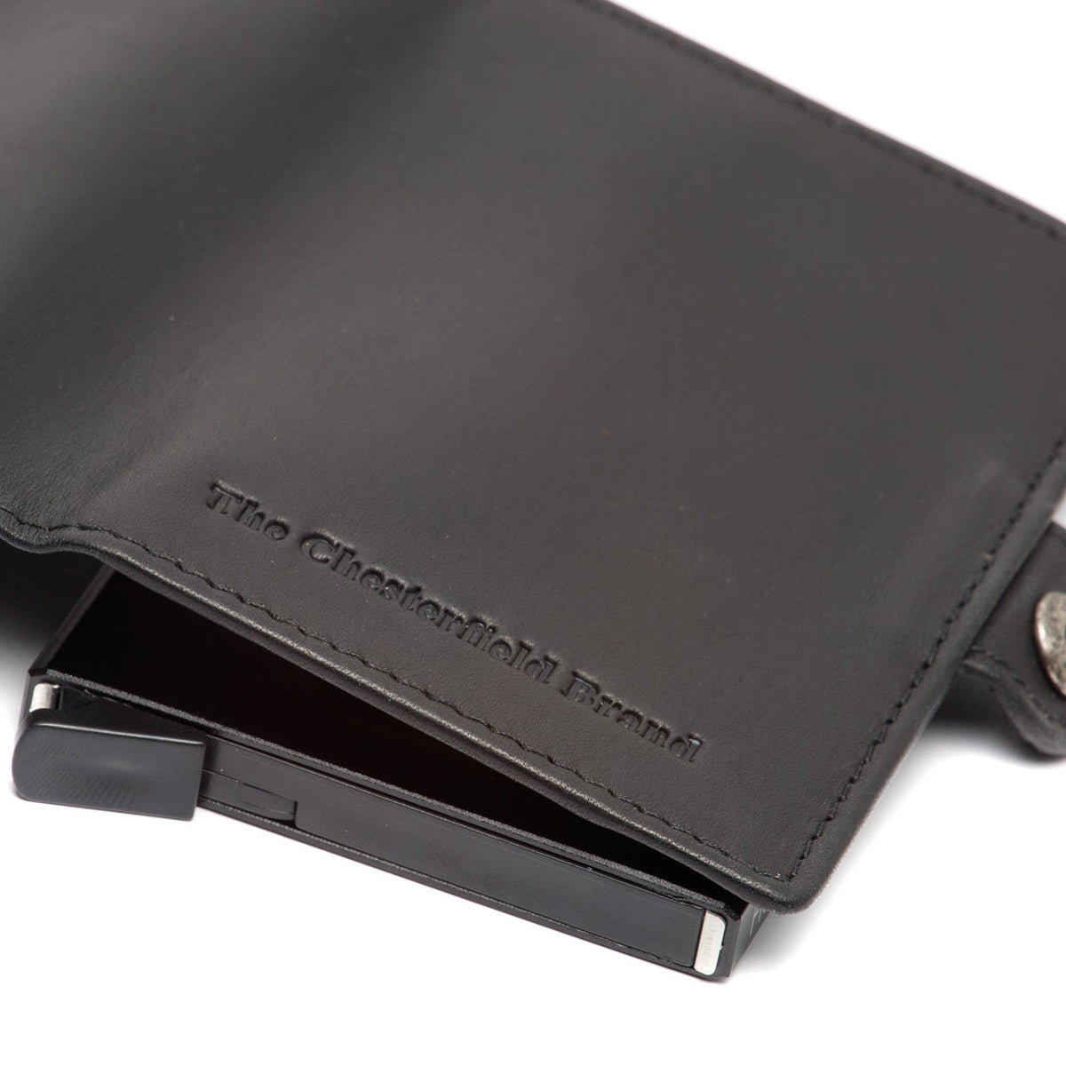 Lagos Full-Grain Leather Card Holder til Kvinder - Structured Side Profile Showing Gusset Depth &amp; Expansion Capacity