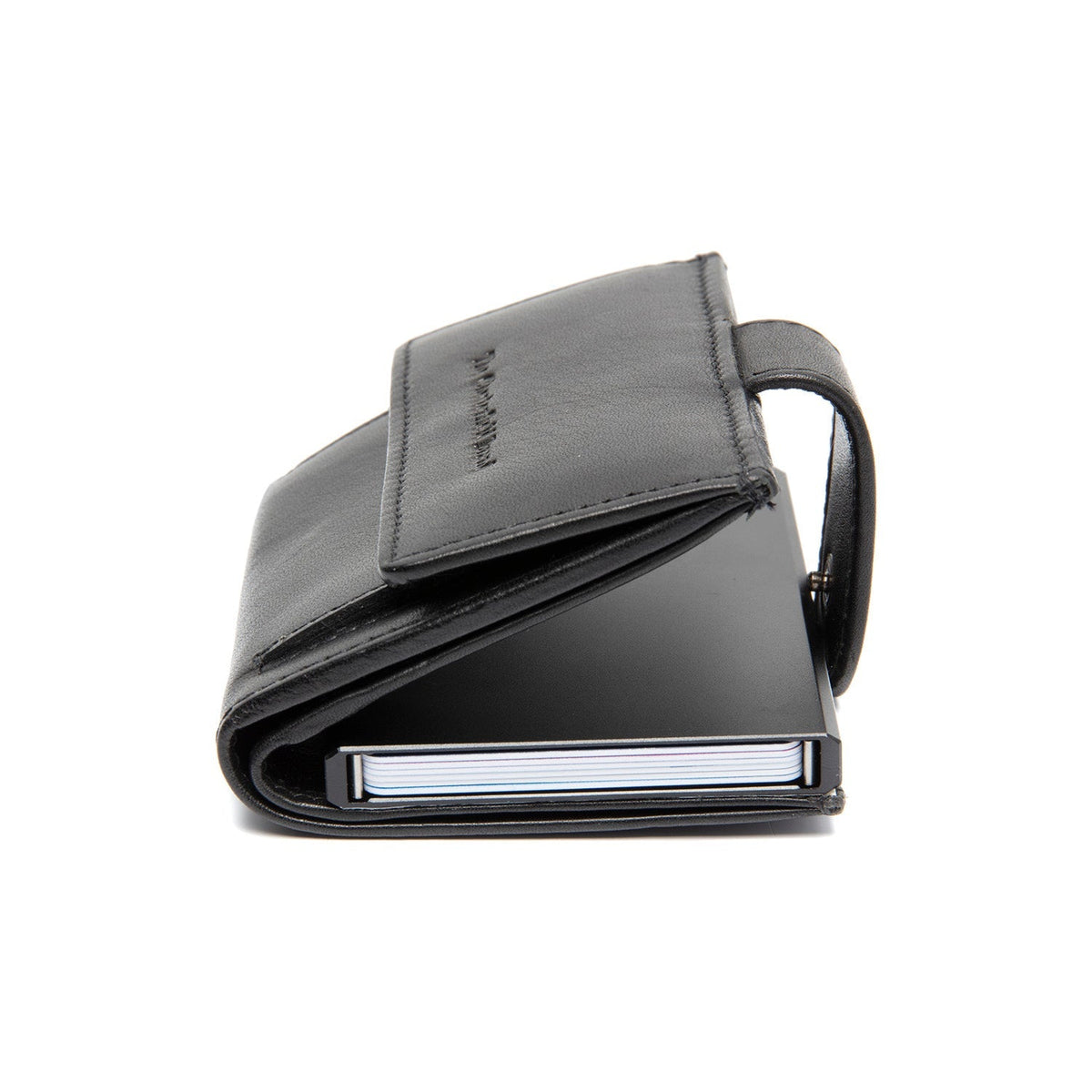 Lesina Full-Grain Leather Card Holder til Kvinder - Structured Side Profile Showing Gusset Depth &amp; Expansion Capacity