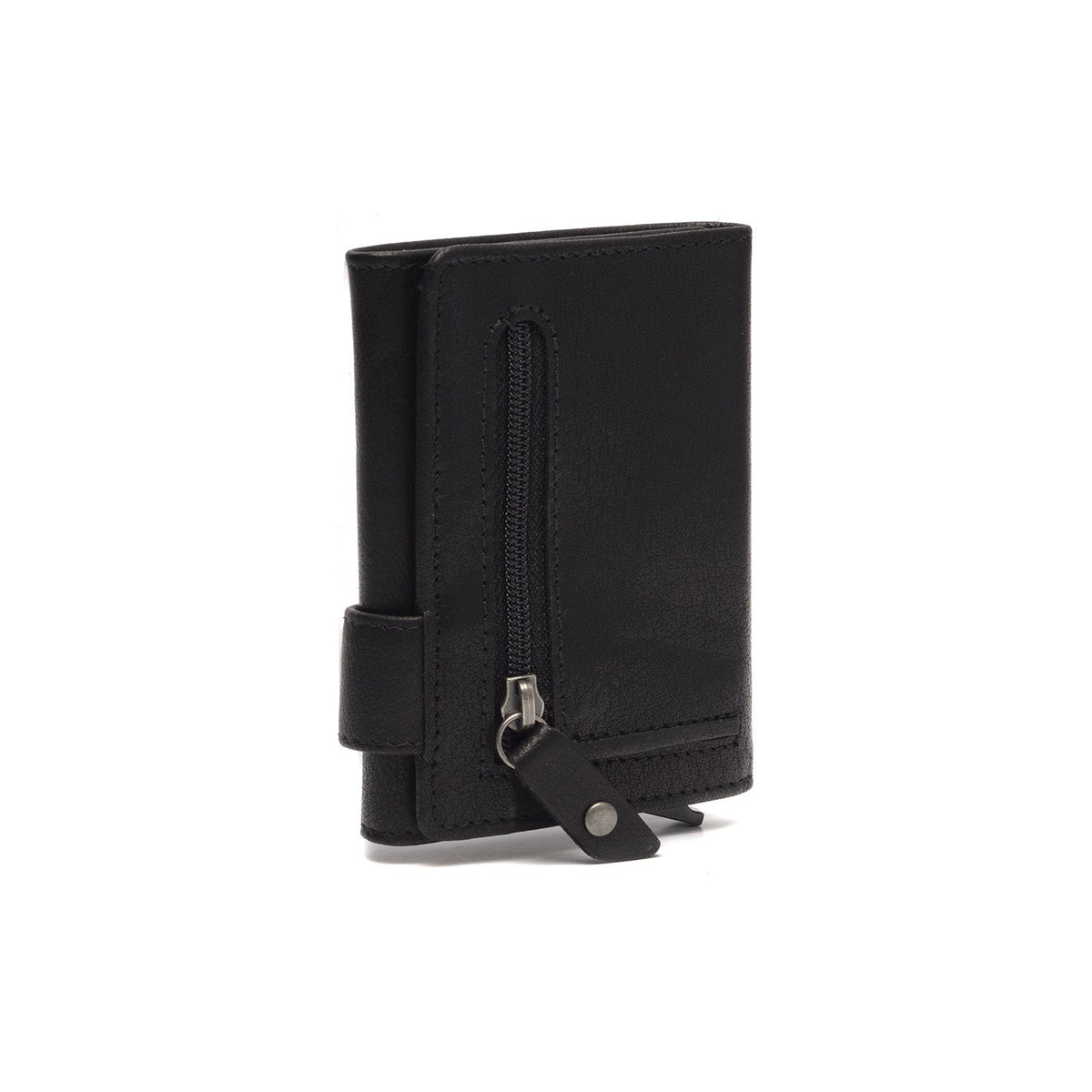 
Solid Antique Brass Hardware & Heavy-Duty Dual Zipper Detail on Portland Kernelæder Kortholder