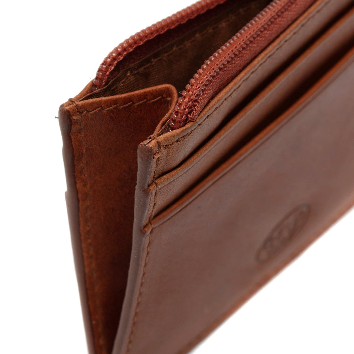 Cognac Leather Card Wallet til Kvinder, detail view 3