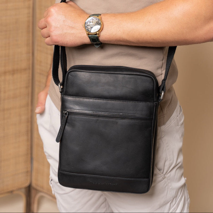 Anzora Full-Grain Leather Crossbody Bag til Mænd