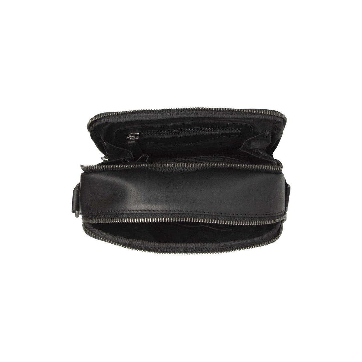 Solid Antique Brass Hardware &amp; Heavy-Duty Dual Zipper Detail on Arendal Full-Grain Leather Crossbody Bag til Mænd