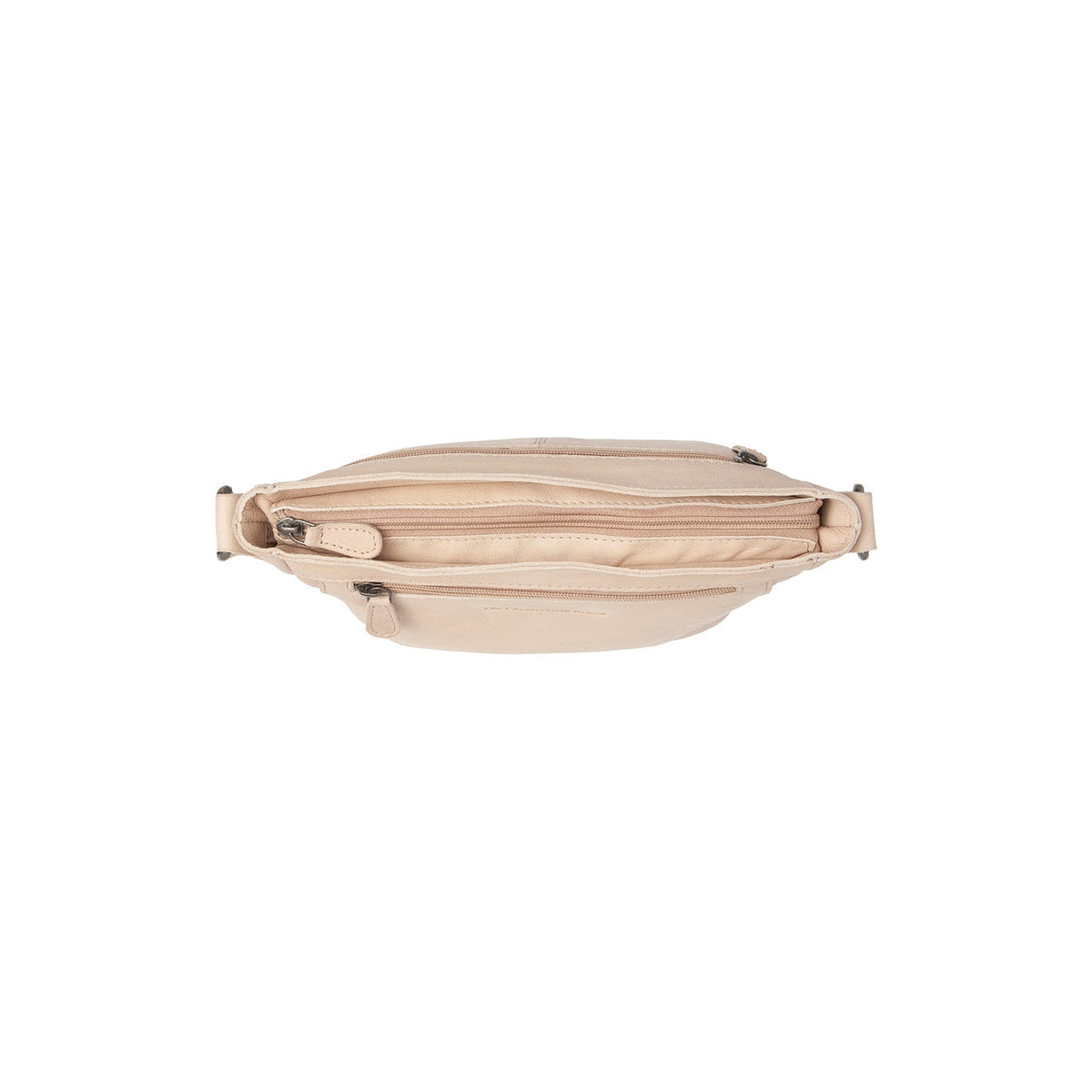 Solid Antique Brass Hardware &amp; Heavy-Duty Dual Zipper Detail on Aston Full-Grain Leather Crossbody Bag til Kvinder
