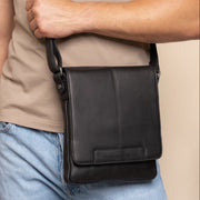 Classic 100% Full-Grain leather Bag - Rear Perspective Showing Reinforced Leather Straps &amp; Stitching