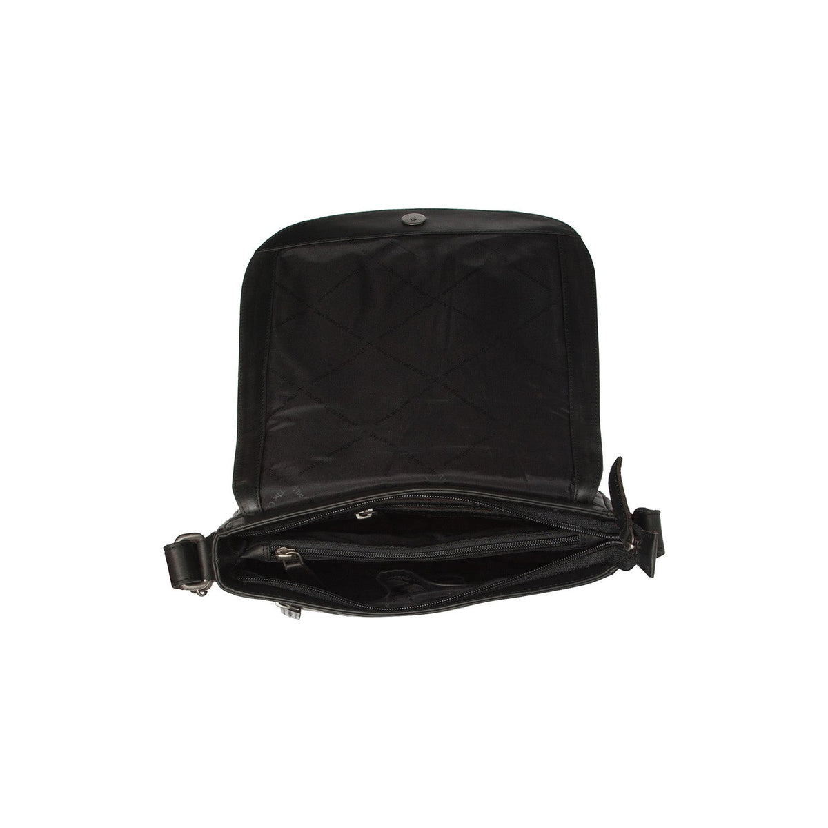 Everglades Full-Grain Leather Crossbody Bag til Kvinder - Structured Side Profile Showing Gusset Depth &amp; Expansion Capacity