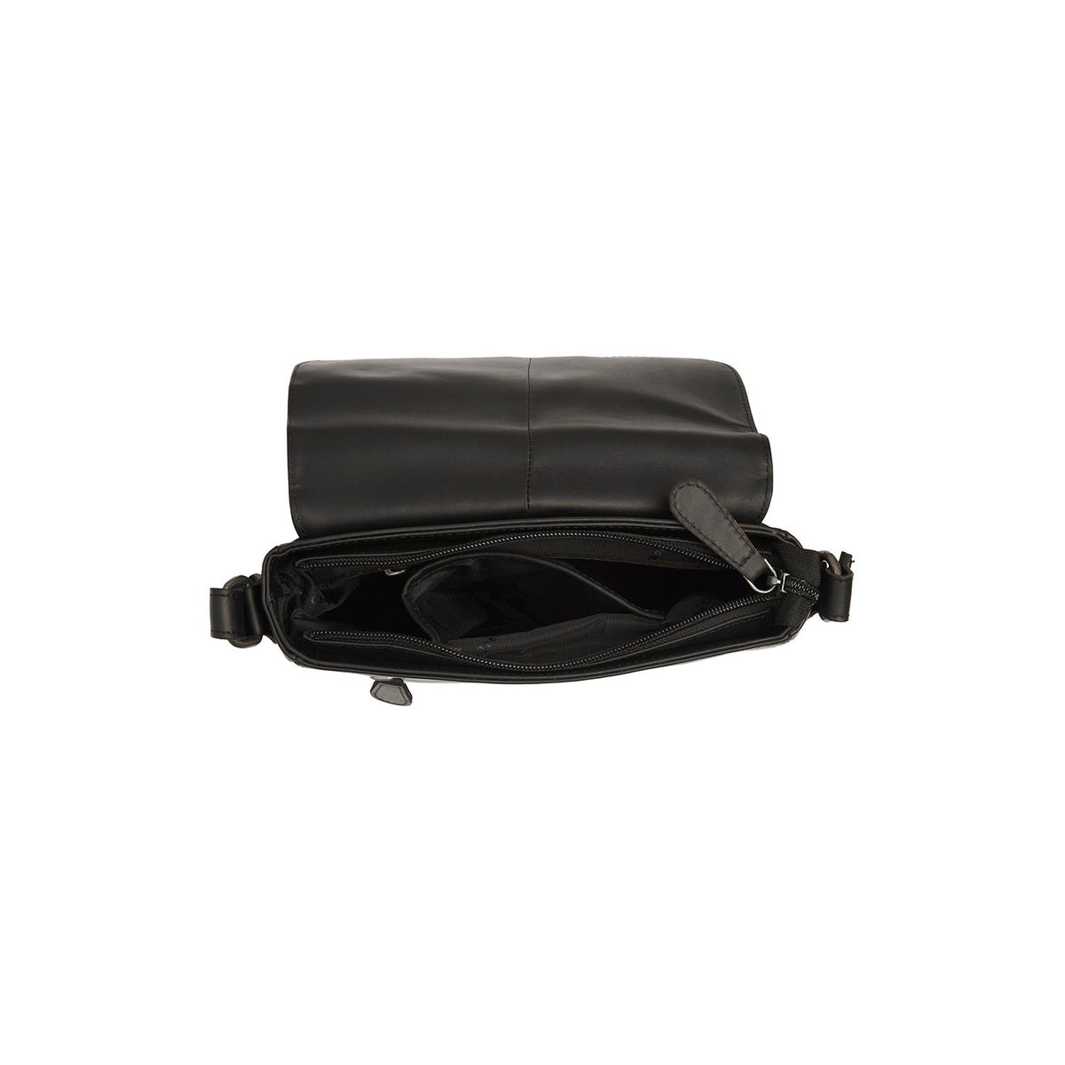 
Solid Antique Brass Hardware & Heavy-Duty Dual Zipper Detail on Lucian Crossbody taske i læder