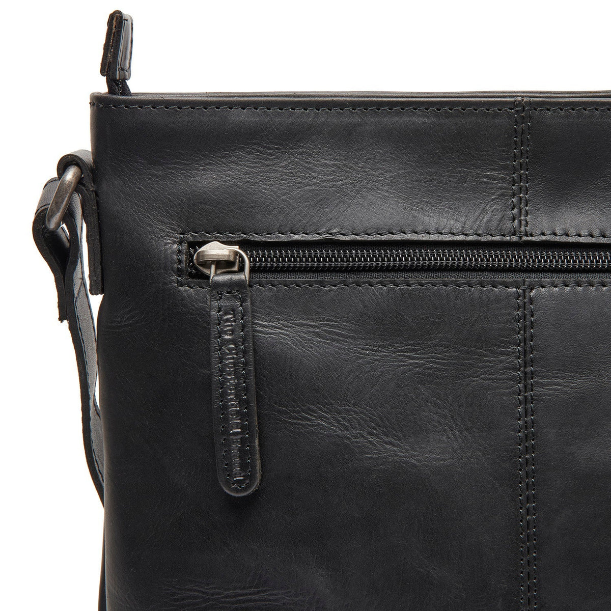 Lunton Full-Grain Leather Crossbody Bag til Kvinder - Structured Side Profile Showing Gusset Depth &amp; Expansion Capacity