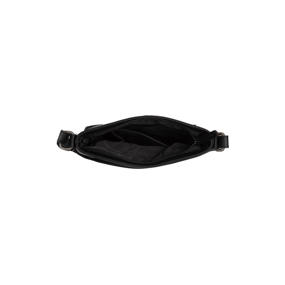 
Solid Antique Brass Hardware & Heavy-Duty Dual Zipper Detail on Navene Crossbody taske i læder