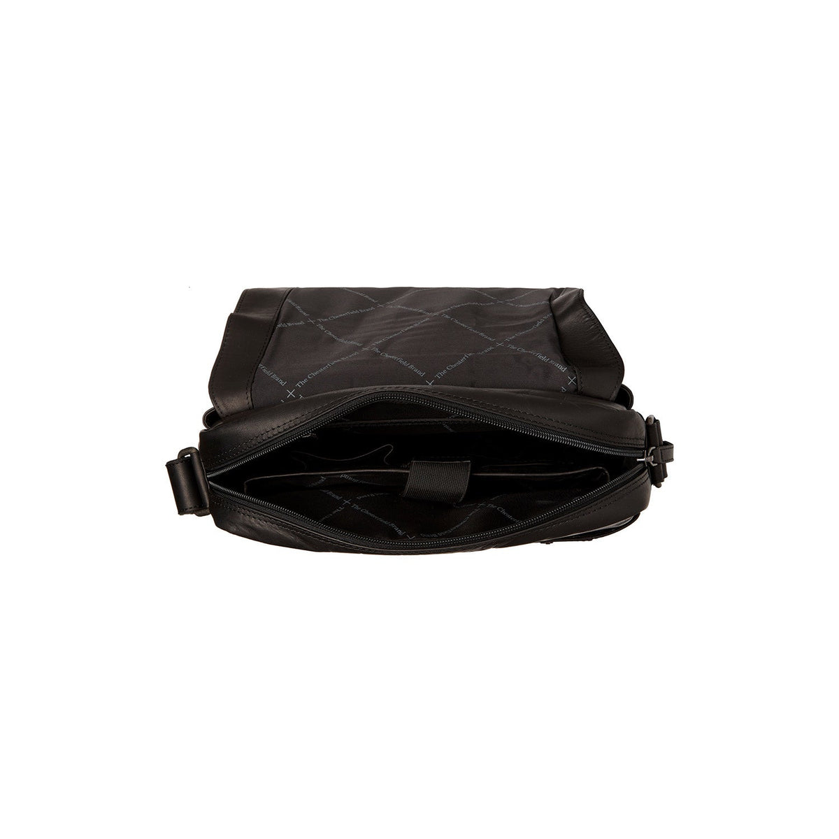 Solid Antique Brass Hardware &amp; Heavy-Duty Dual Zipper Detail on Raphael Full-Grain Leather Crossbody Bag til Mænd