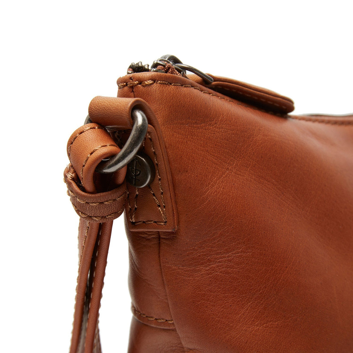 Cognac Leather Crossbody Bag Redding, detail view 3