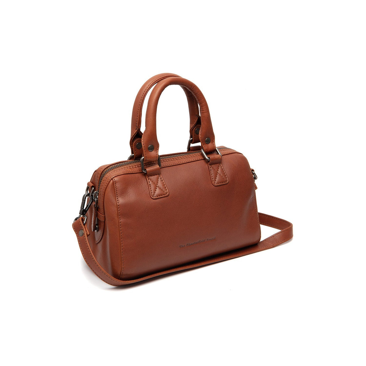 Tailored Rib Cuffs &amp; Hem Craftsmanship Construction Detail on Dalford Full-Grain Leather Handbag til Kvinder