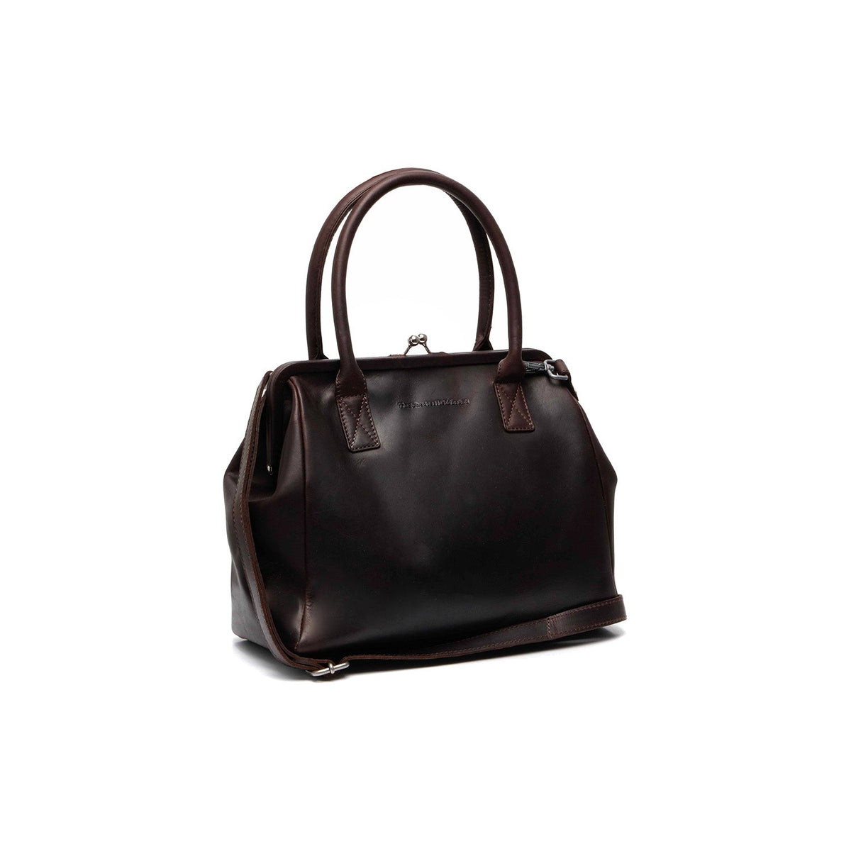 Tailored Rib Cuffs &amp; Hem Craftsmanship Construction Detail on Dorin Full-Grain Leather Handbag til Kvinder