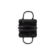 Close-Up Detail of Classic Collar &amp; Heavy-Duty Zipper Hardware on Ezra Full-Grain Leather Handbag til Kvinder