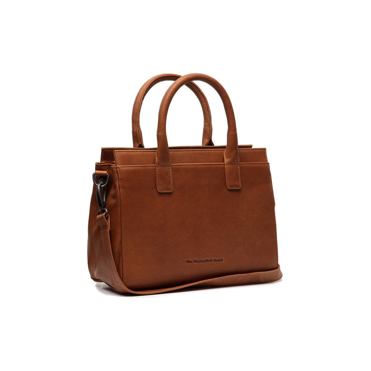 Styled Fit Perspective of Garda Full-Grain Leather Handbag til Kvinder on Model - Natural Daylight Drape