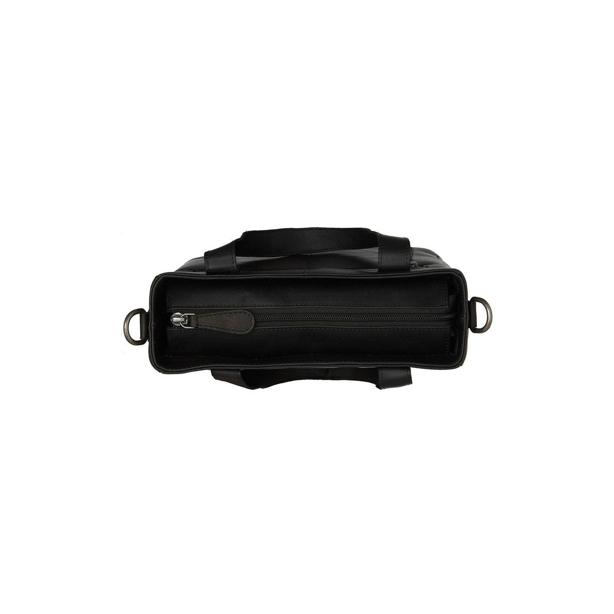 Close-Up Detail of Classic Collar &amp; Heavy-Duty Zipper Hardware on Lingfield Full-Grain Leather Handbag til Kvinder
