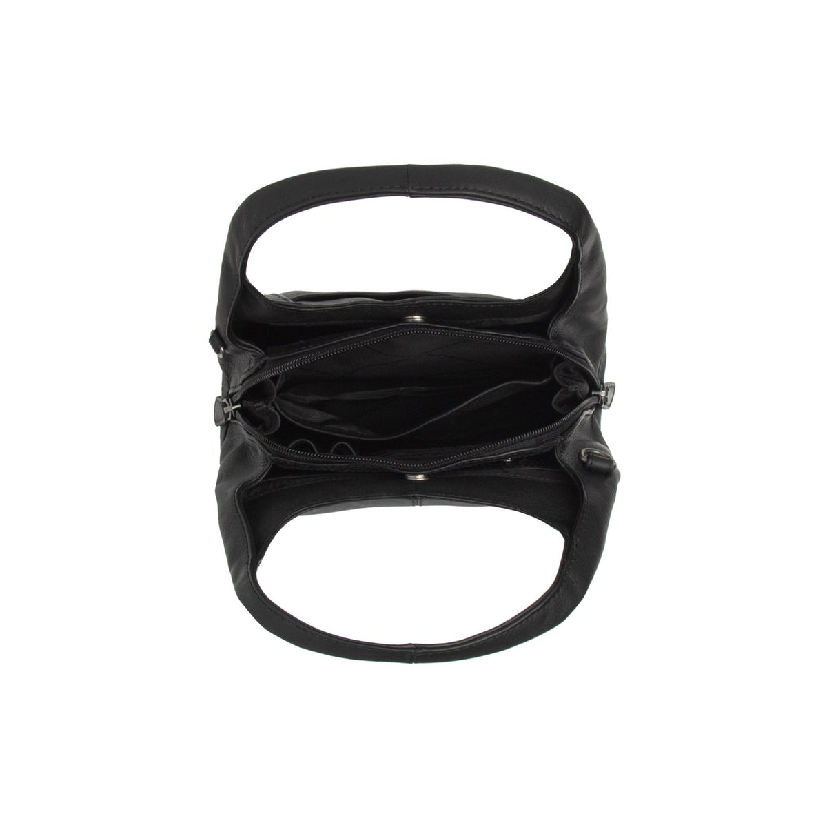 Close-Up Detail of Classic Collar &amp; Heavy-Duty Zipper Hardware on Lunera Full-Grain Leather Handbag til Kvinder