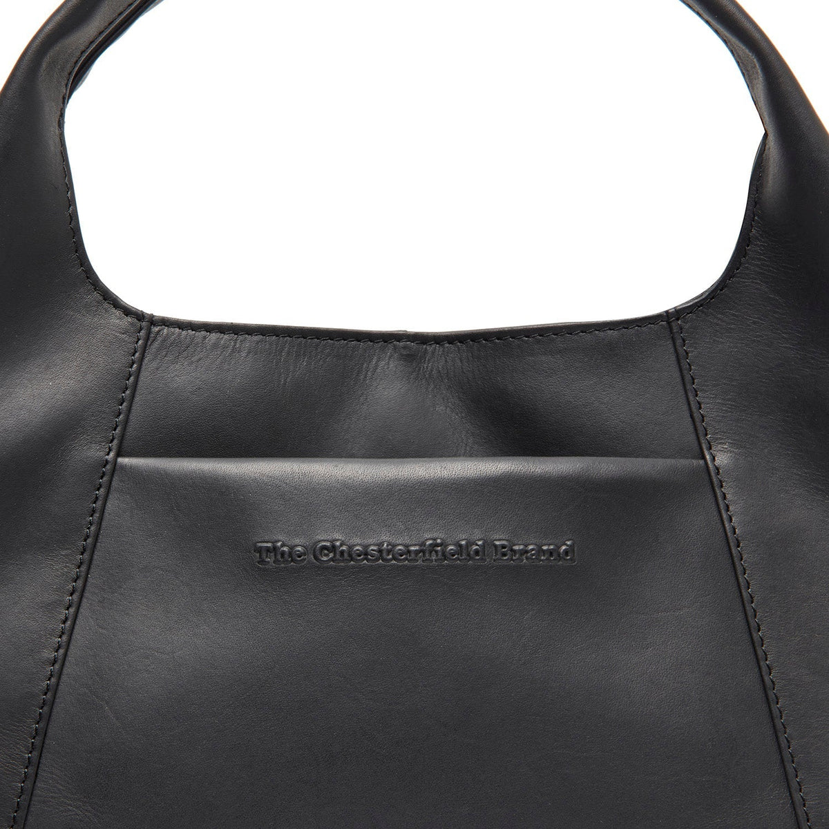 Close-Up Detail of Classic Collar &amp; Heavy-Duty Zipper Hardware on Salina Full-Grain Leather Handbag til Kvinder