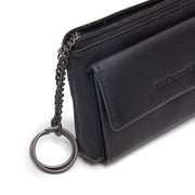 Close-Up Detail of Classic Collar &amp; Heavy-Duty Zipper Hardware on Torano Full-Grain Leather Key Case til Kvinder