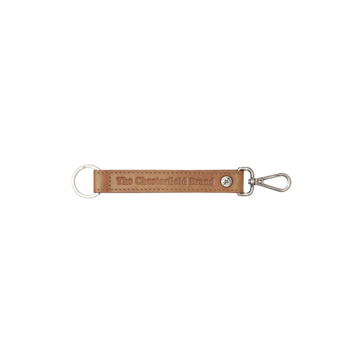 Leather Key Ring Cognac til Kvinder in Cognac 100% Full-Grain Leather - Front Profile View &amp; Tailored Silhouette | Buy Online