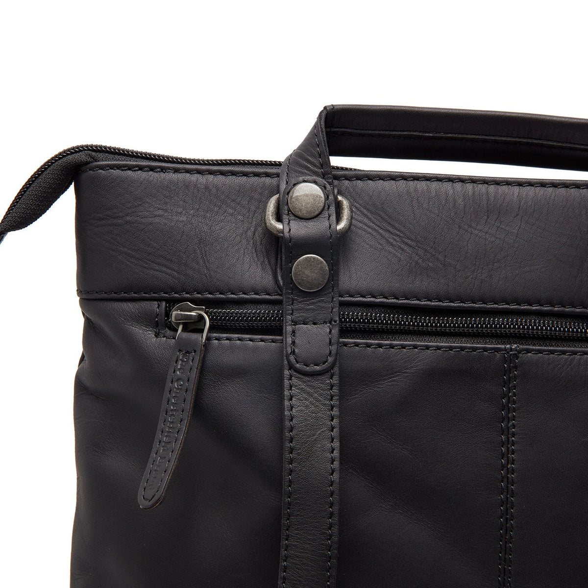 Caldero Full-Grain Leather Laptop Backpack til Kvinder - Structured Side Profile Showing Gusset Depth &amp; Expansion Capacity