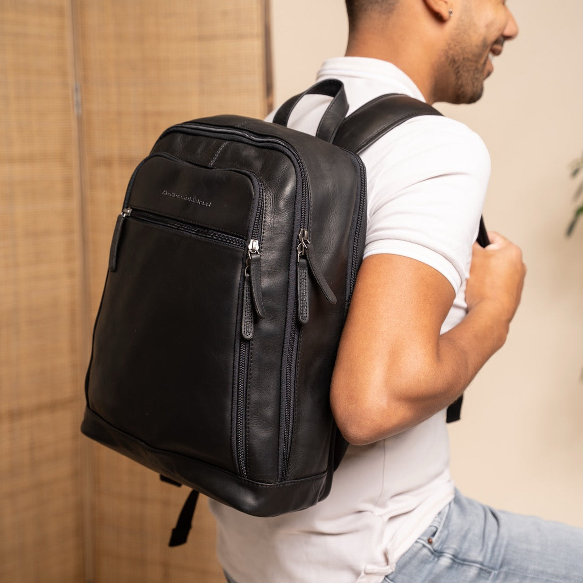 Classic 100% Full-Grain leather Backpack - Bagfra med forstærkede læderremme og syninger