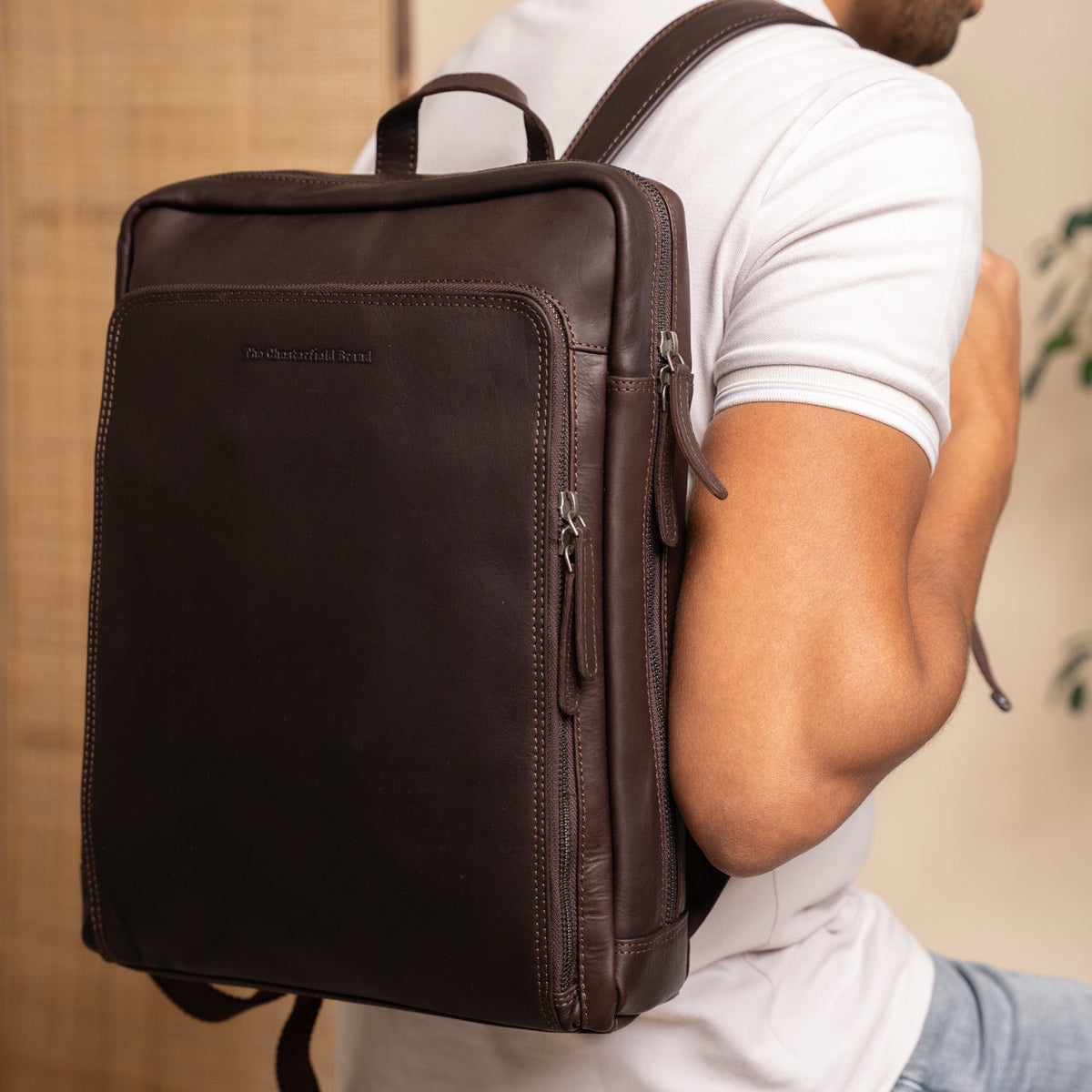 Jasper Full-Grain Leather Laptop Backpack til Kvinder – alternate product view 2