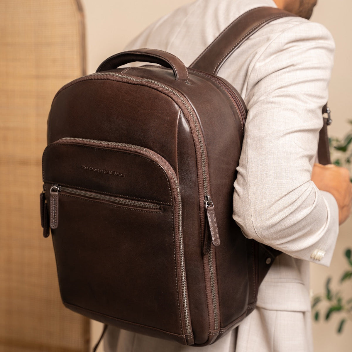 Maggiore Full-Grain Leather Laptop Backpack til Mænd – alternate product view 2