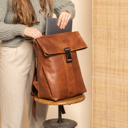 Savona Full-Grain Leather Laptop Backpack til Kvinder – alternate product view 3