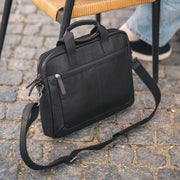 
Classic 100% Full-Grain leather Briefcase - Bagfra med forstærkede læderremme og syninger