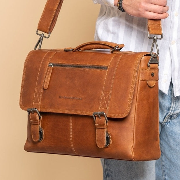 Imperia Full-Grain Leather Laptop Bag til Mænd